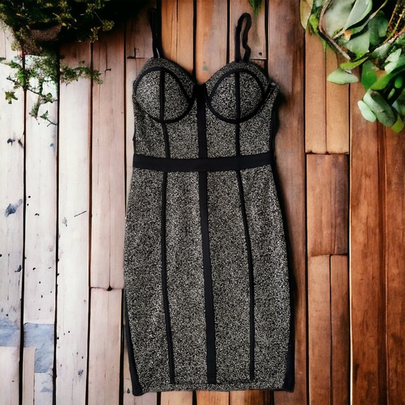 a'gaci | Dresses | Womens Black And Gold Agaci Bodycon Dress Sexy ...